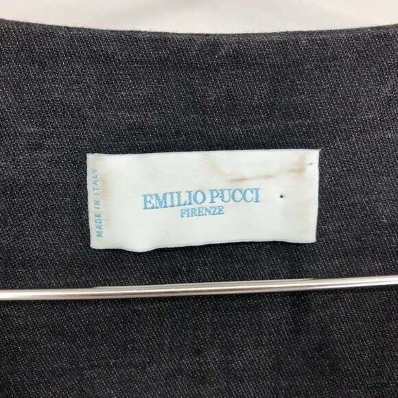 Emilio Pucci Dark Blue Shell Beaded Designer Evening Linen Jacket size 12 - Picture 4 of 11